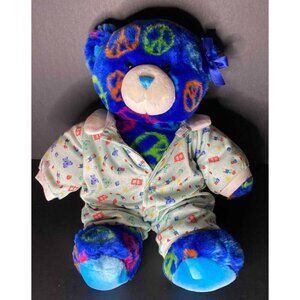 Build A Bear Blue Peace Plush w Pajama PJ Outfit 14" BAB Sounds